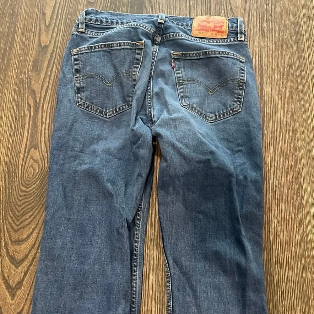 Levi's Mens Straight Jeans Mid Rise Whisker Denim Medium Wash Blue Size 30x32